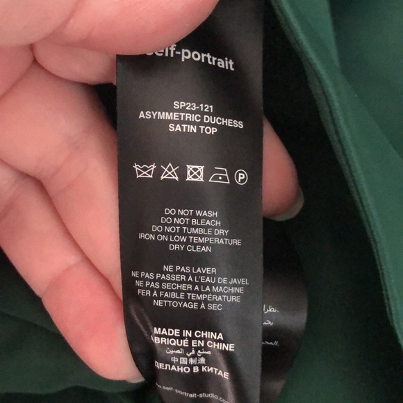 FLASH SALE NEW Self-Portrait Size 8 Asymmetric Green Duchess Satin Top - Picture 7 of 11